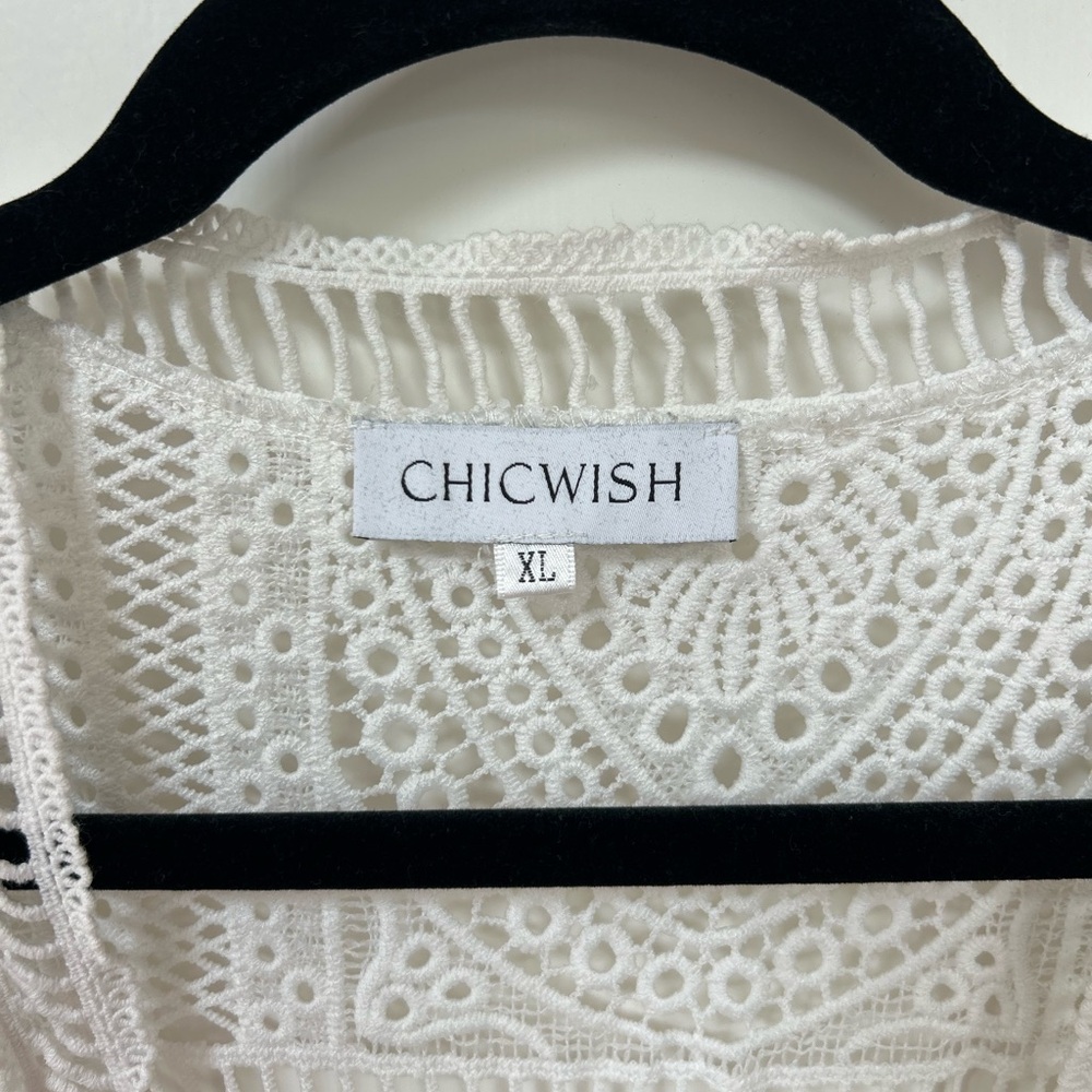 Chicwish Ivory Crochet Lace Duster